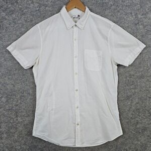 Bonobos Men's White Tailored Fit Size‎ L Long Button Down Short Sleeve Shirt